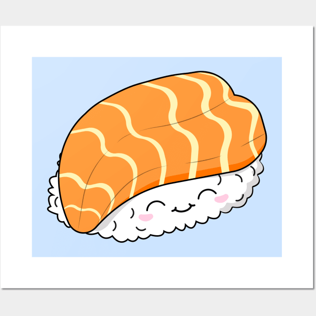 cute kawaii smiling sushi Wall Art by Pokoyo.mans@gmail.com